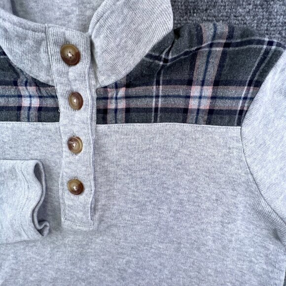 Orvis Womens Sweatshirt Pullover 1/4 Button Solid Gray Long Sleeve Knit Cotton - Picture 6 of 10